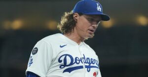 En la foto, el pitcher de Dodgers Tyler Glasnow