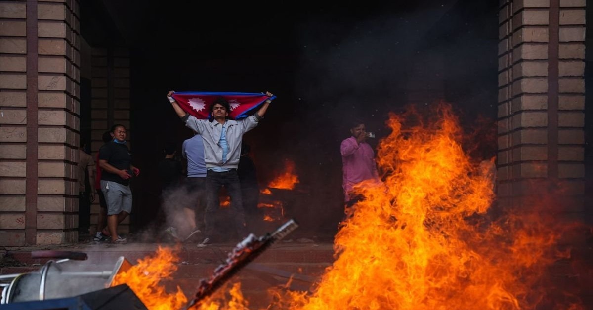 En la foto, protestas en Katmandú