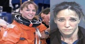 En la foto, Lisa Nowak en dos tiempos