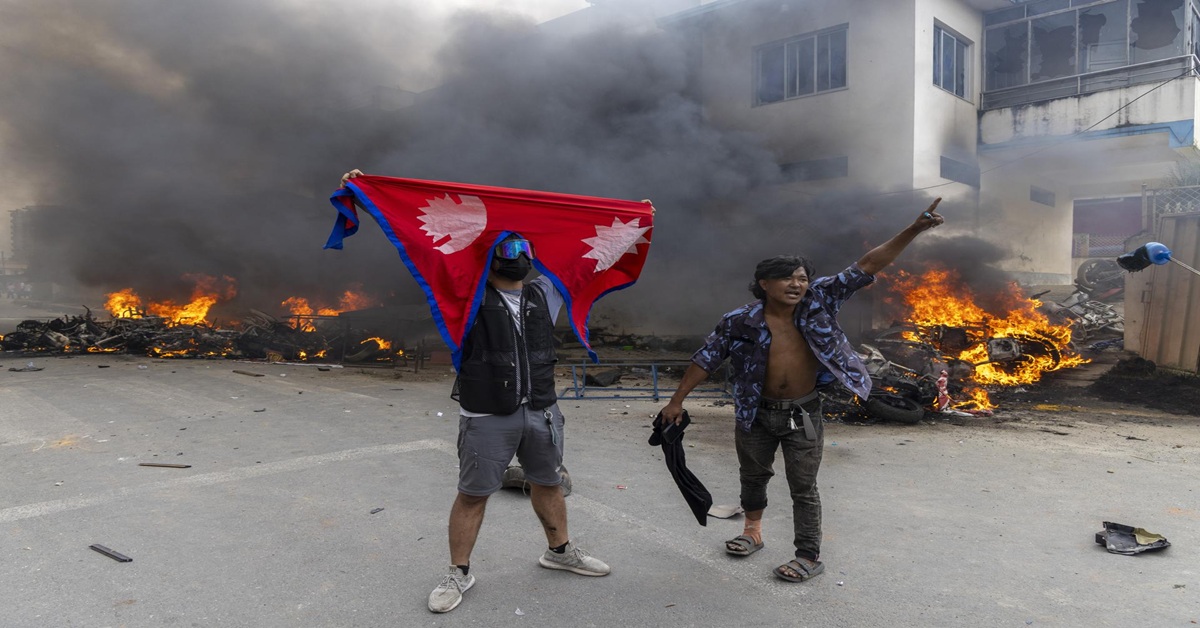 En la foto, imágenes de las protestas en Nepal
