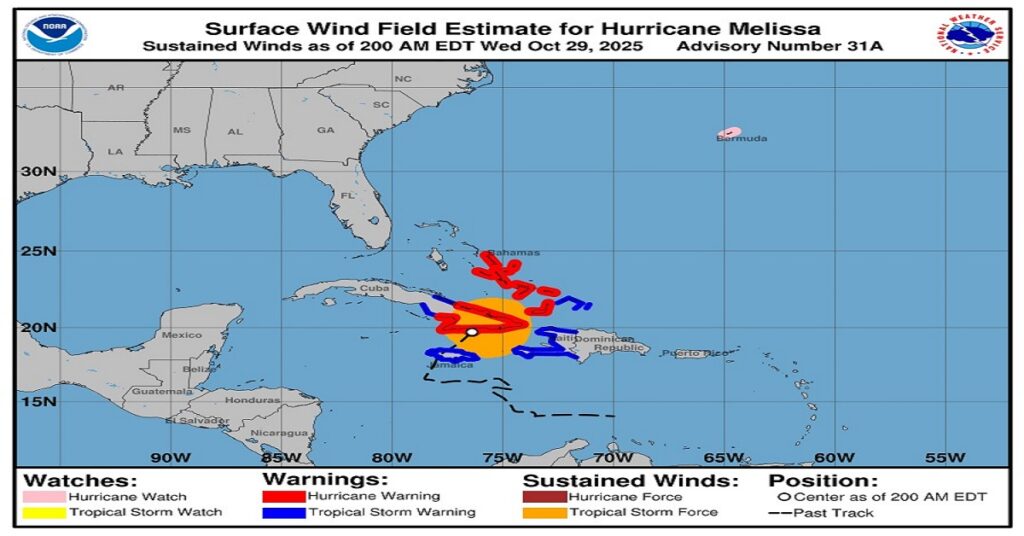 En la foto, momento en que Melissa toca tierra en Cuba