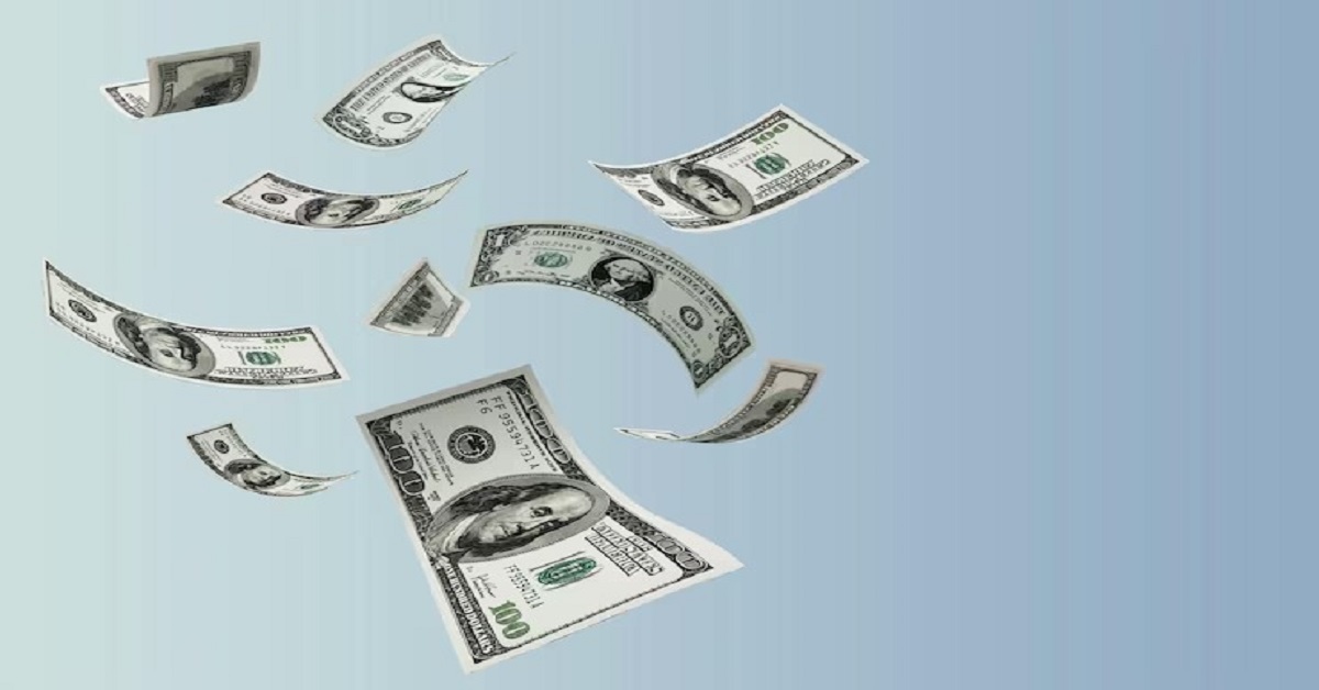 En la foto, dólares volando