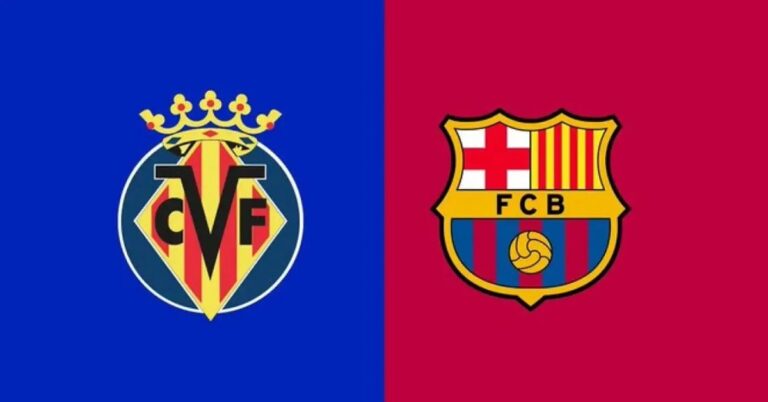 En ña foto, los escudos del Villarreal y el Barcelona