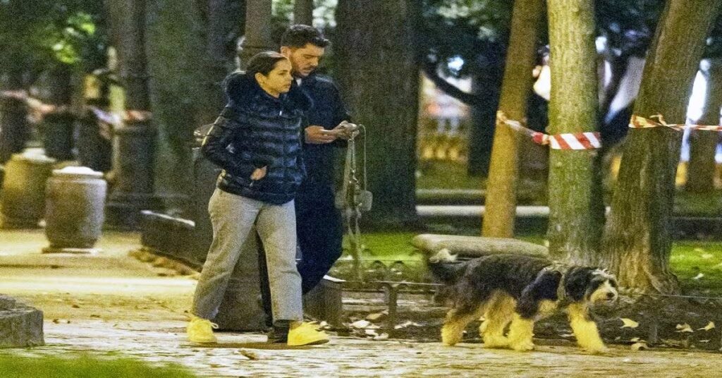 En la foto, Ana de Armas y Manuel Anido pasean un perro por Madrid