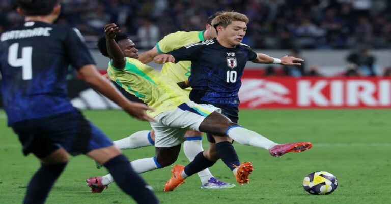 En la foto, momento del partido entre Japón y Brasil