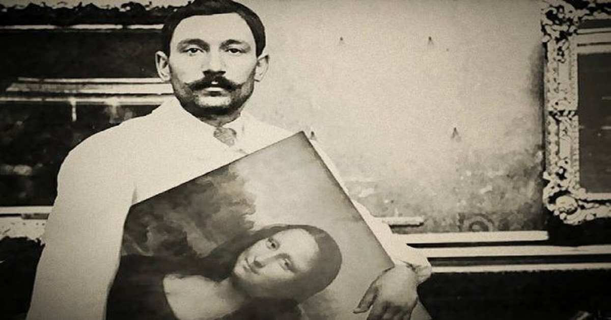 En la foto, el ladrón de la Mona Lisa con el cuadro