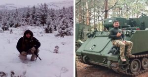 En la foto, mercenarios colombianos en Ucrania