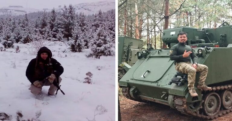 En la foto, mercenarios colombianos en Ucrania