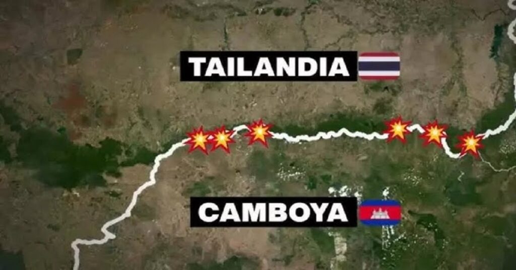 En la foto, un mapa de las cciones en la frontera entre Tailandia y Cambodia
