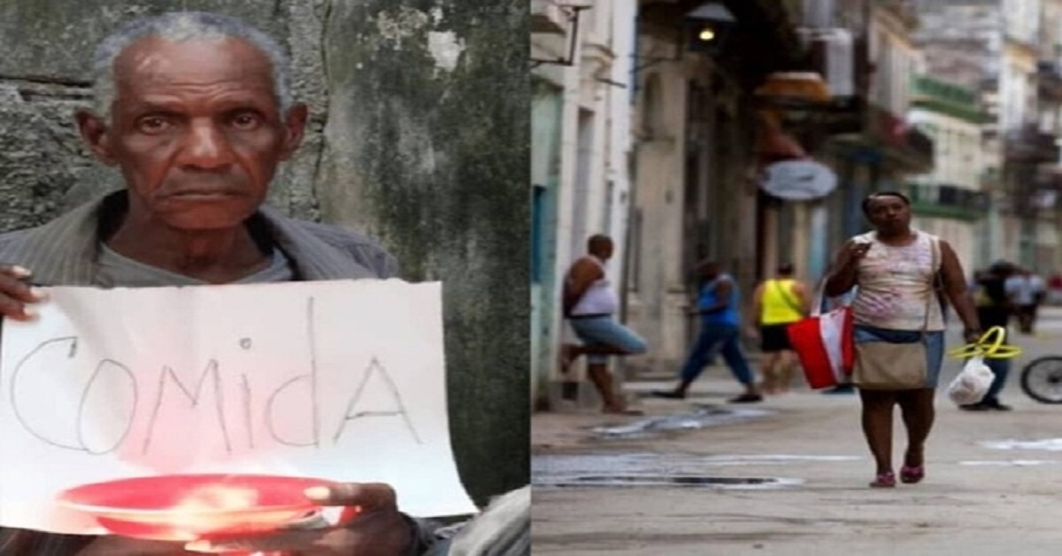 En la foto, un montaje sobre el hambre en Cuba