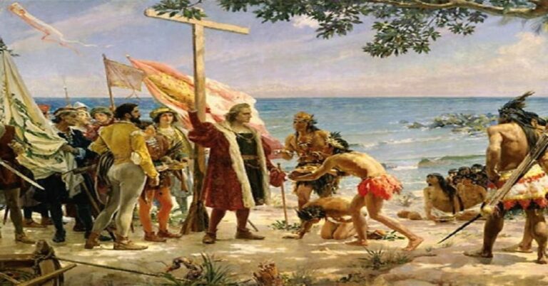 En la foto, una imagen de la conquista y la colonización de América