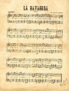 En la foto, el pentagrama del Himno de Bayamo