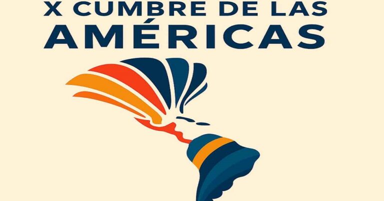 En la foto, el logo de la X Cumbre de las Américas