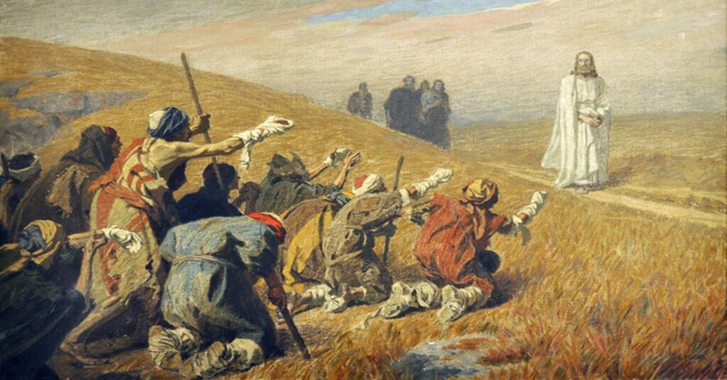 La doble curación: del cuerpo y de la mirada a Dios 6 En la foto, leprosos ante el señor