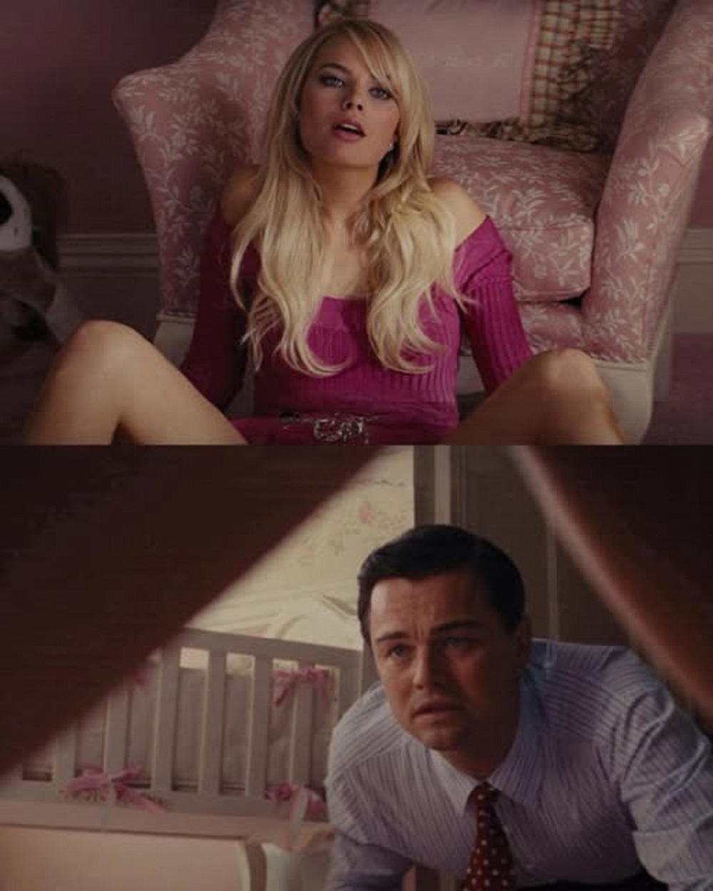 En la foto, Margot Robbie y Leonardo DiCaprio en El Lobo de Walt Street