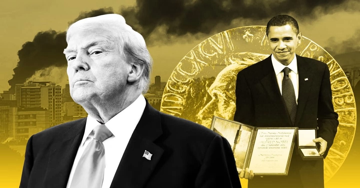 En la foto, un mensaje donde aparecen Obama y Trump