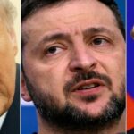 En la foto, Trump, Zelenski y Putin