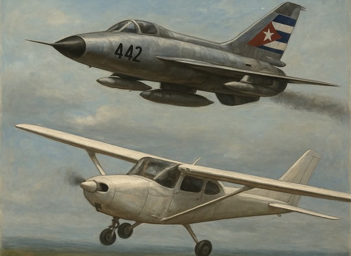 En la foto, una imagen relativa al derribo de las avionetas de "Hermanos al Rescate"