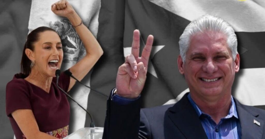 En la foto, Claudia Sheinbaum y Díaz-Canel