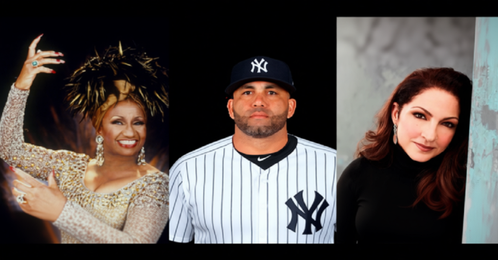 En la foto, Celia Cruz, Kendry Morales y Gloria Estefan