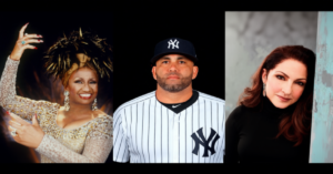 En la foto, Celia Cruz, Kendry Morales y Gloria Estefan