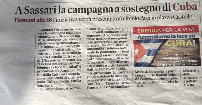 En la foto, publicción en La Nuova Sardegna