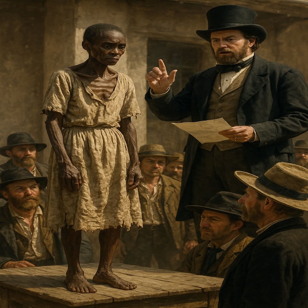 En la foto, una imagen con AI de la subasta de Ruth Washington