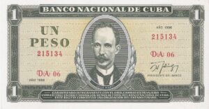 En la foto un billete cubano de a peso
