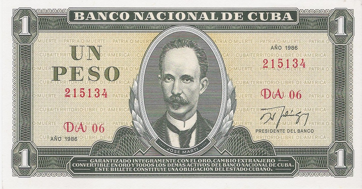 En la foto un billete cubano de a peso