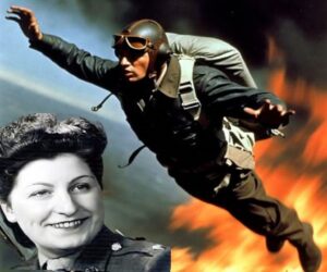 En la foto, Monique Hanotte, la joven que salvó 135 vidas en la oscuridad de la guerra y un piloto que se lanzó en paracaídas