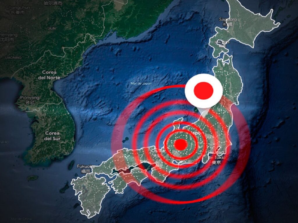 En la foto, mapa del reciente terremoto ocurrido en Japón