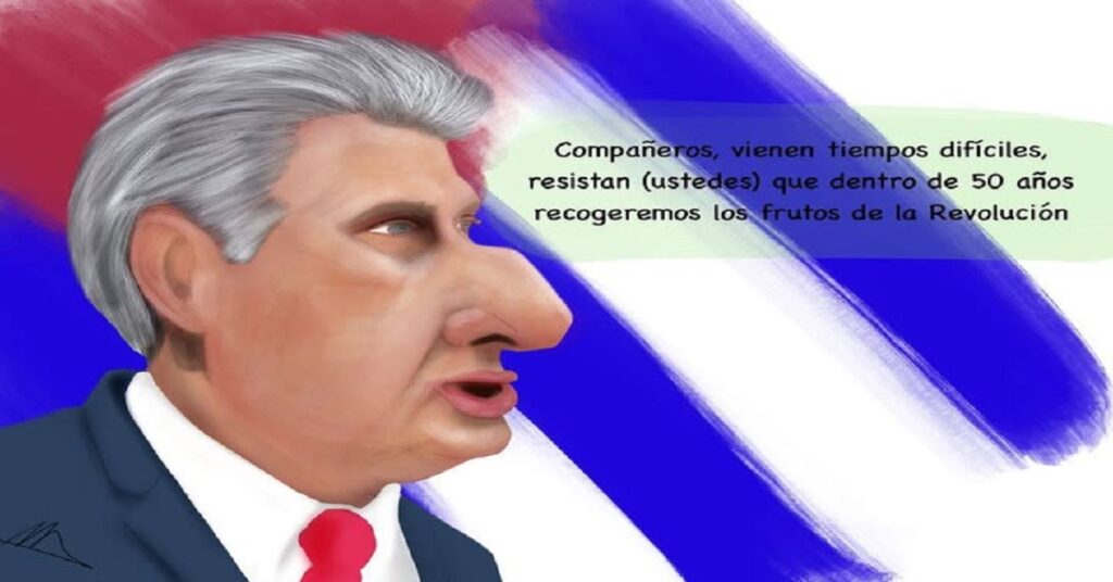 En la foto, una caricatura del impuesto president Díaz-Canel