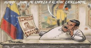 En la foto, una caricatura de Maduro
