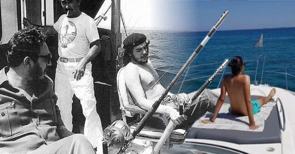 En la foto, Fidel Castro y el Che Guevara de pesca, algo prohibido a los cubanos normales