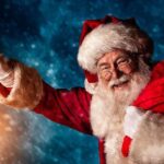 En la foto, Santa Claus con un farol