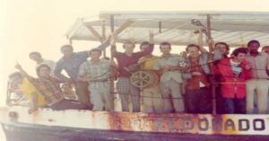 En la foto, momento del éxodo del Mariel