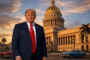 En la foto, una imagen de Ai de trump en La Habana