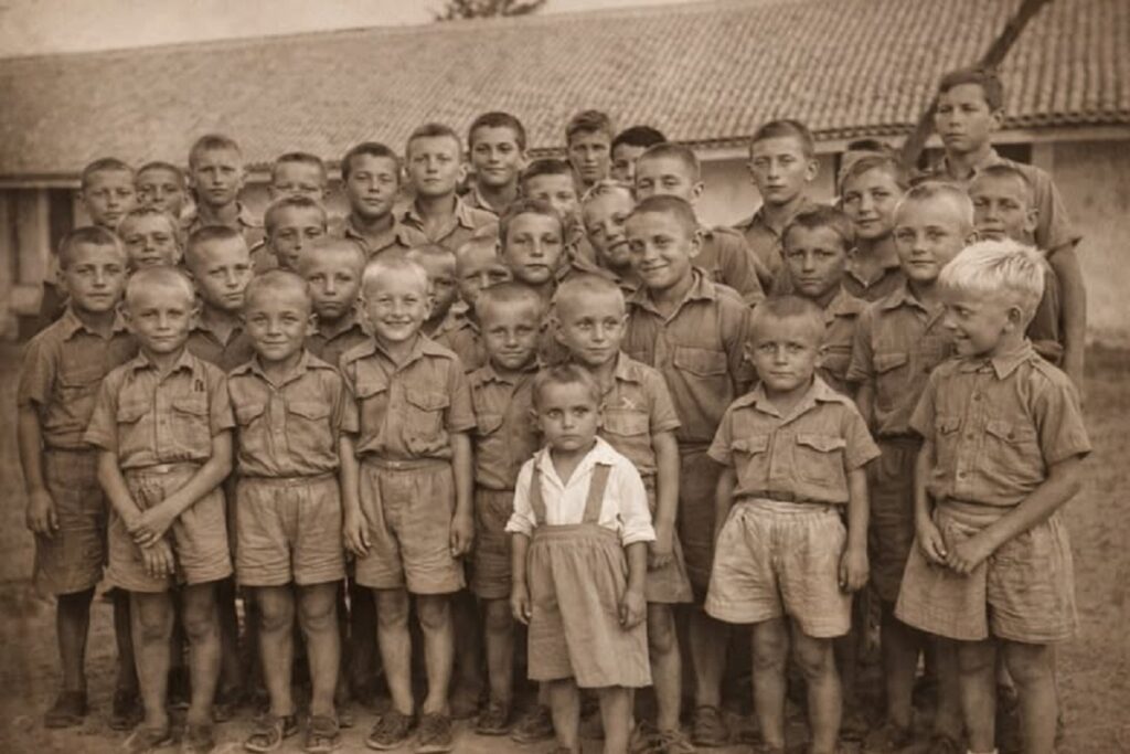 En la foto, una parte de los niños polacos