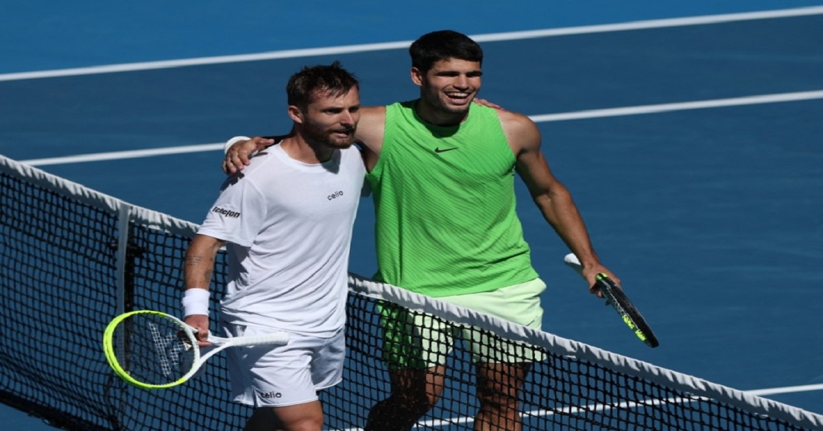 En la foto, Carlos Alcaraz y Corentin Moutet