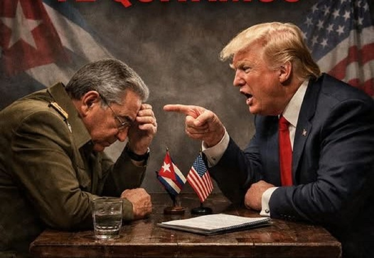 En al foto, hecha con AI, Trump condiciona a los que gobiernan en Cuba