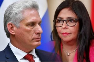 En la foto, Delcy Rodríguez y Díaz-Canel