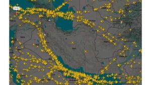 En la foto, imagen del espacio aéreo iraní cerrado