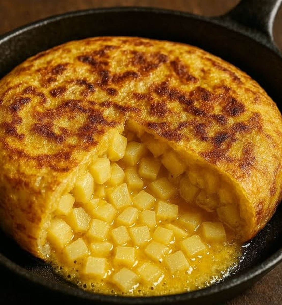 En la foto, una tortilla con papas