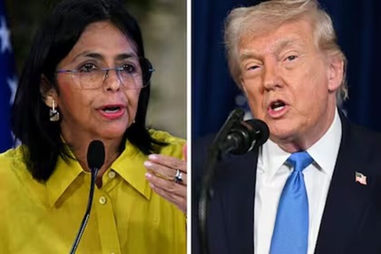 En la foto, Delcy Rodríguez y Donald Trump