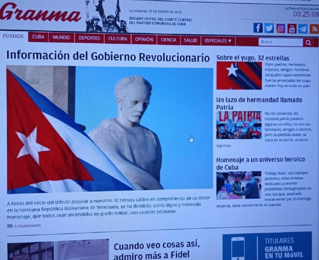 En la foto, portada del Granma