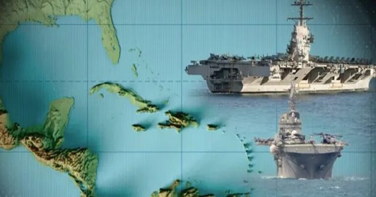 En la foto, un mapa que muestra la situación en el Caribe