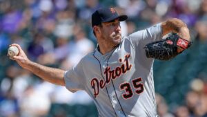 En la foto, Justin Verlander con el uniforme de los Tigers