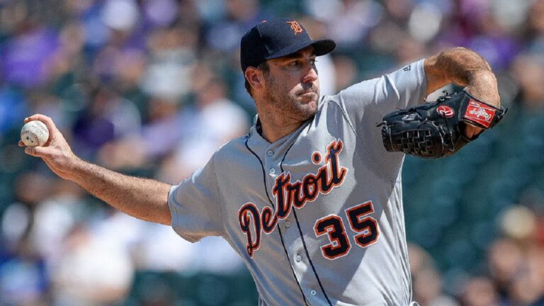 En la foto, Justin Verlander con el uniforme de los Tigers