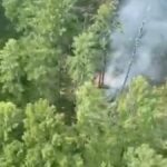 En la foto, sitio donde cayó el helicóptero