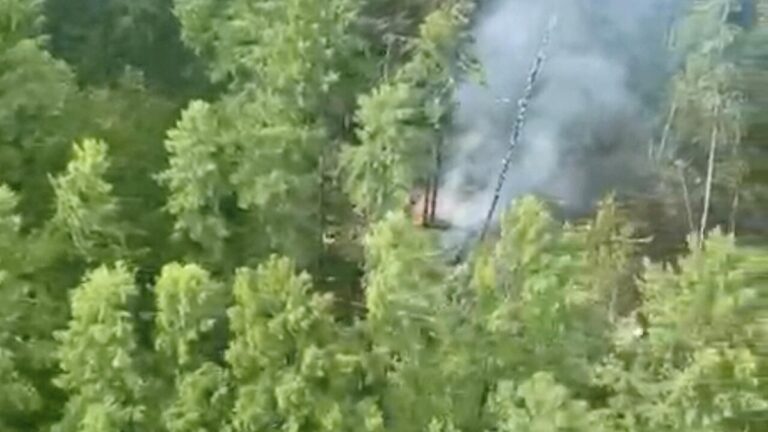 En la foto, sitio donde cayó el helicóptero